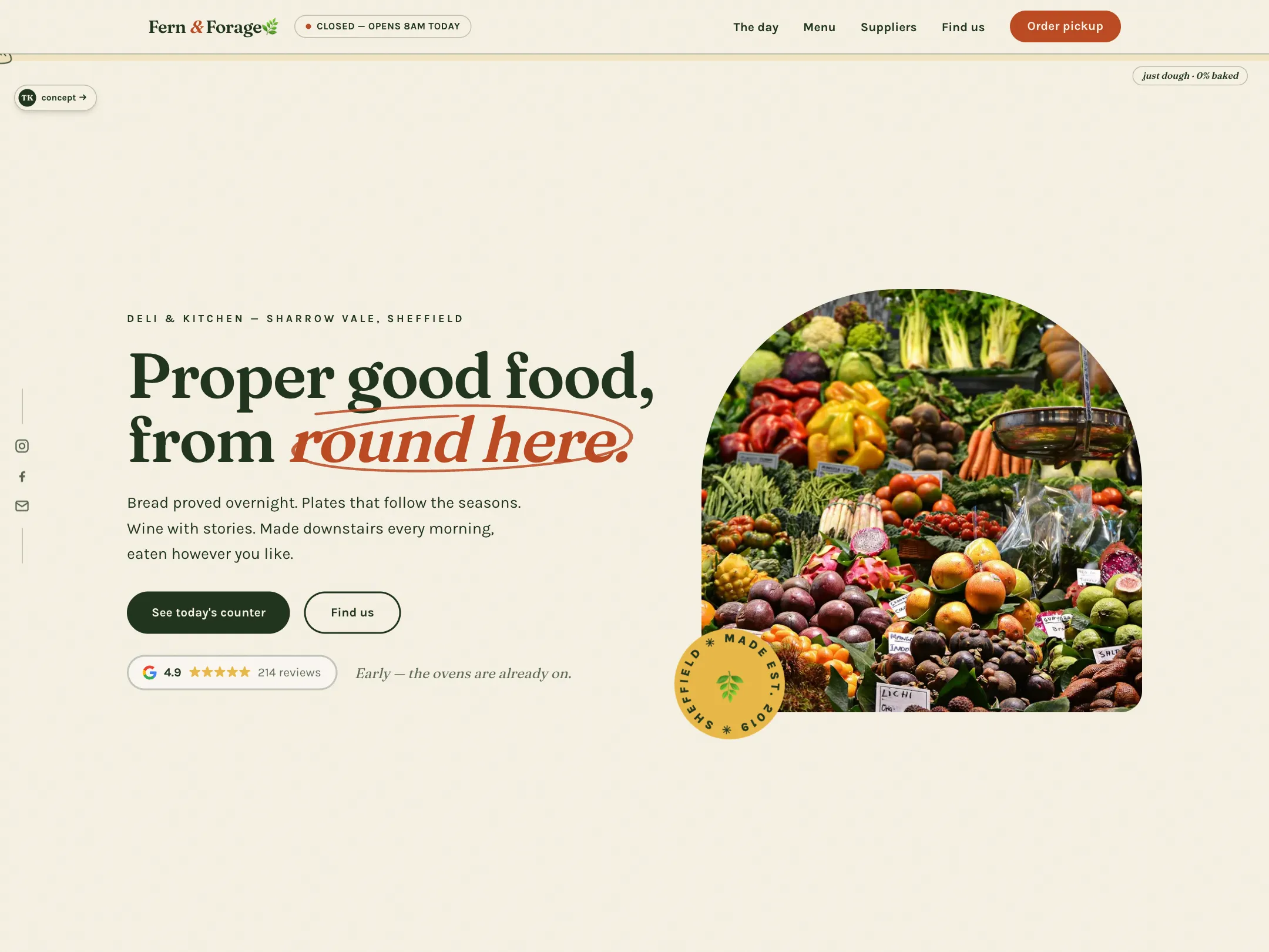 Screenshot of the Fern & Forage concept website